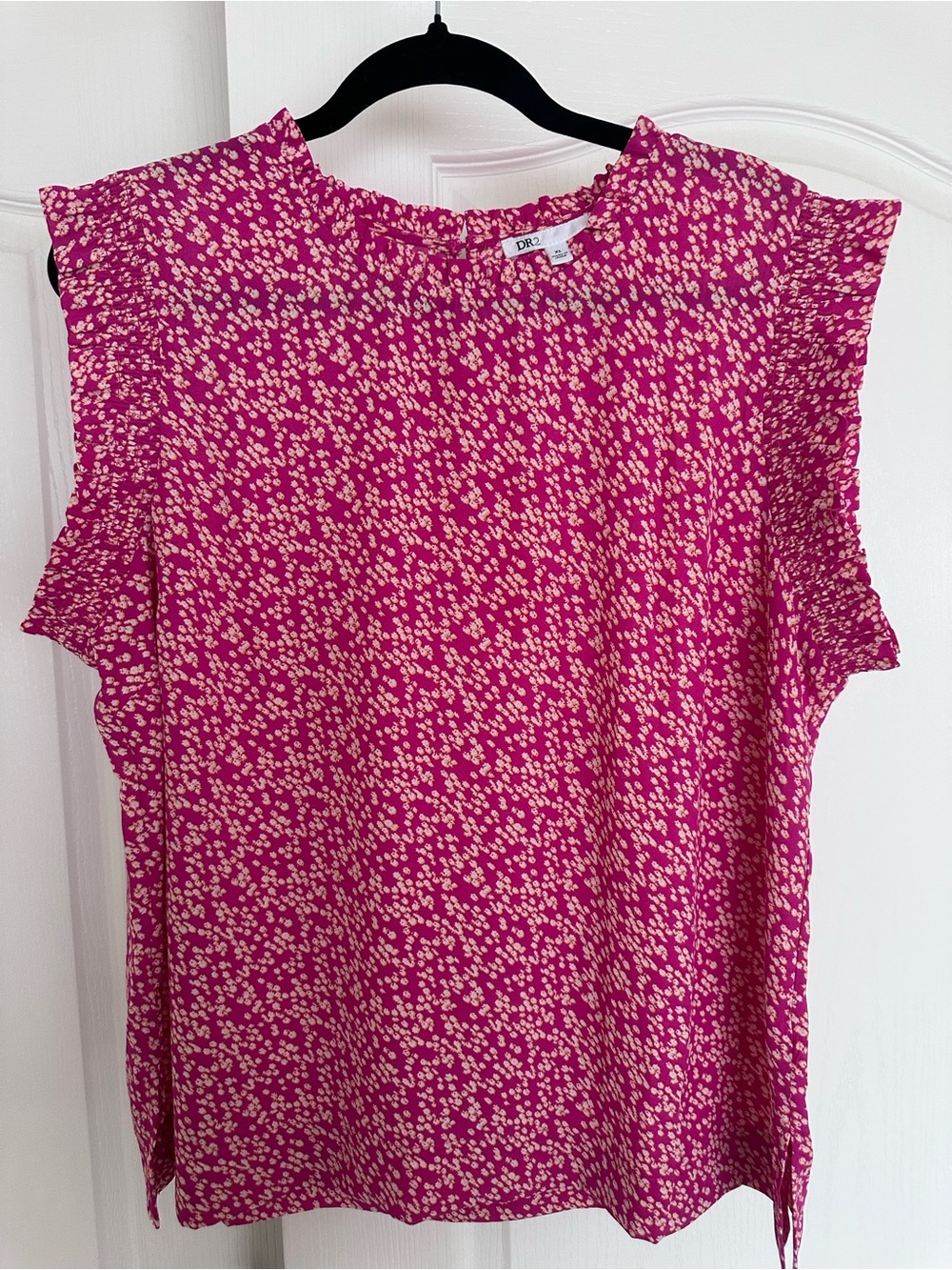 DR2 Fuchsia Pink Floral Ruffle Sleeve Blouse - worn once!
